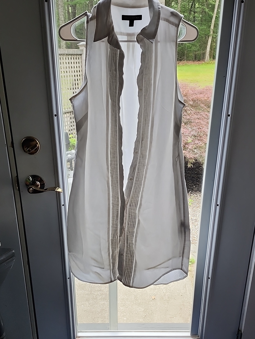 Banana Republic Sz 6 White Sleeveless Button Down White Mid Weight Denim Dress.